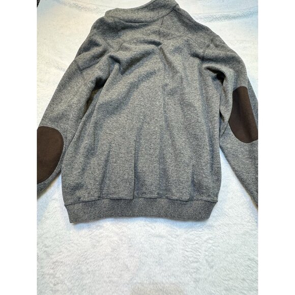 Daniel Cremieux Mens Large Pullover  Sweater Light Grey w/ Leather Elbow Patches - Picture 10 of 12